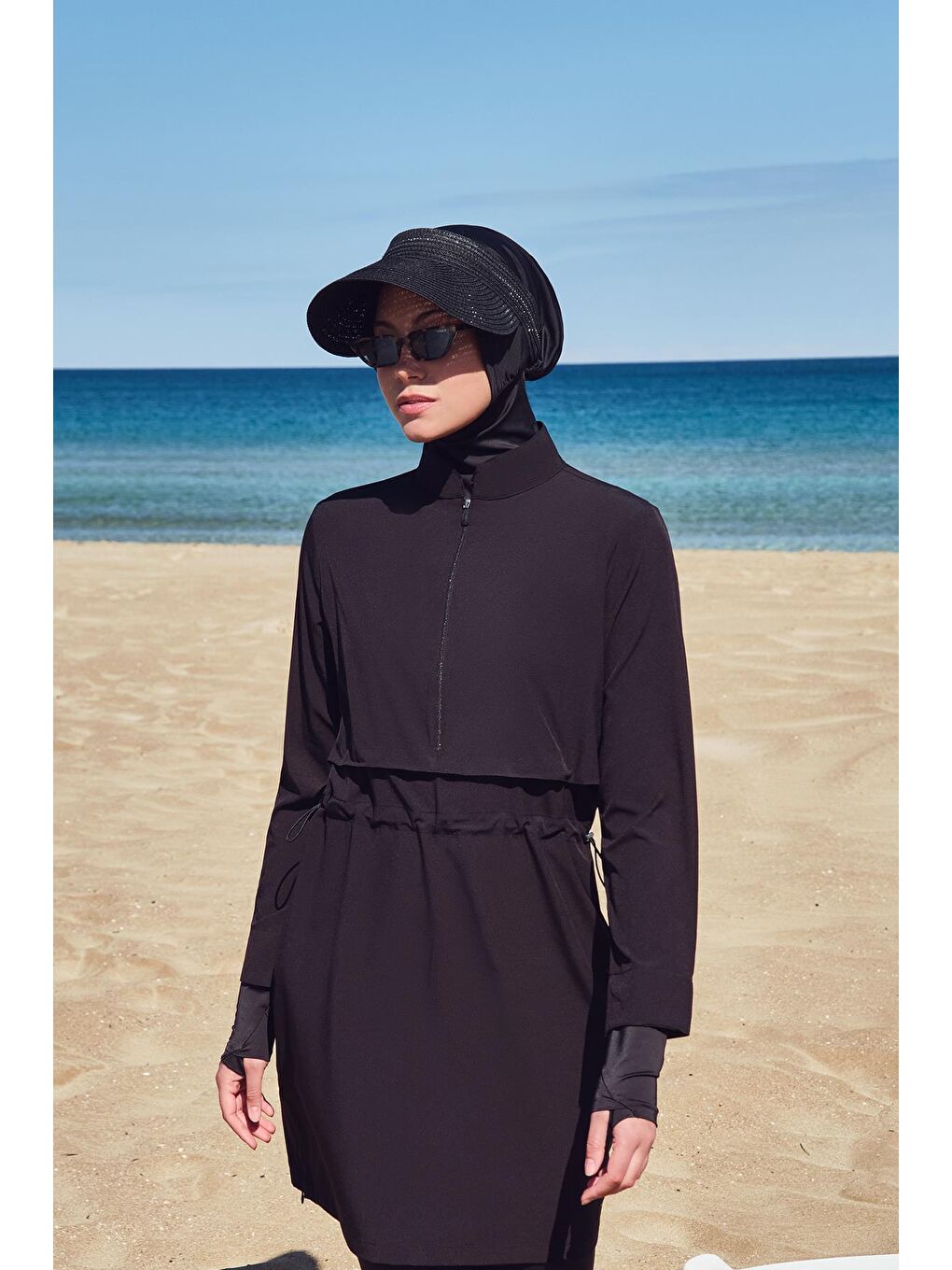 Esila Siyah Jileli 4 Parça Tam Tesettür Mayo Takımı 2934-2