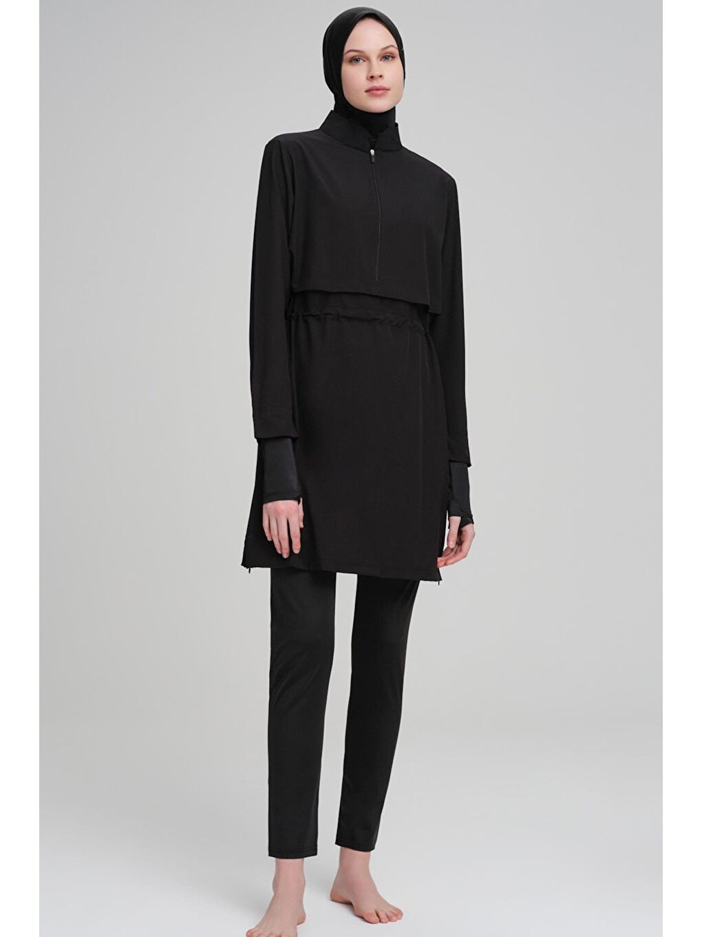 Esila Siyah Jileli 4 Parça Tam Tesettür Mayo Takımı 2934-3
