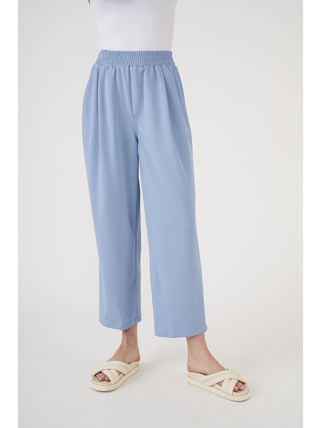 Beli Lastikli Pantolon Buz Mavi-3