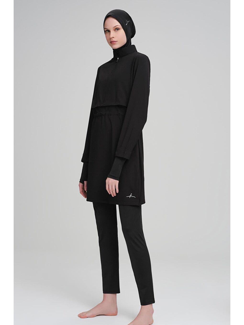 Esila Siyah Jileli 4 Parça Tam Tesettür Mayo Takımı 2934-4