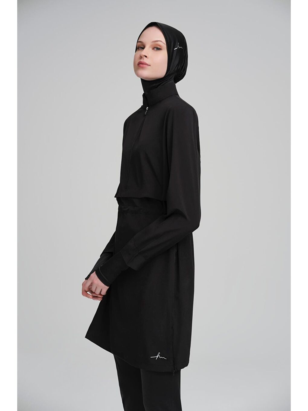 Esila Siyah Jileli 4 Parça Tam Tesettür Mayo Takımı 2934-6