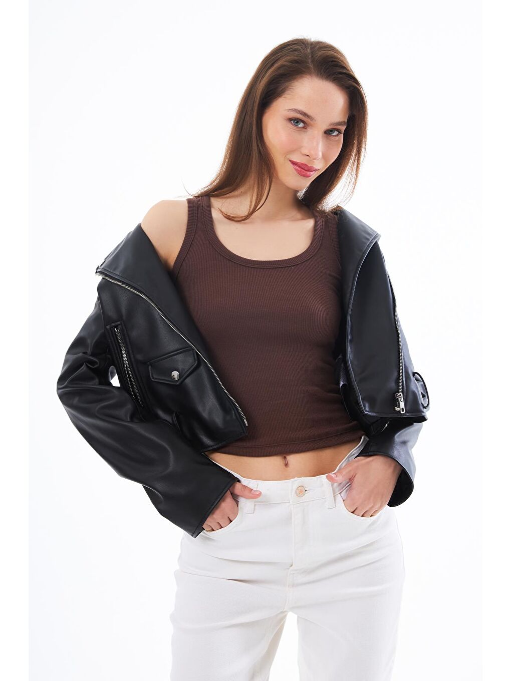 Karışık Pamuklu Kalın Askılı Fitilli Kadın Atlet 3'Lü Paket-5