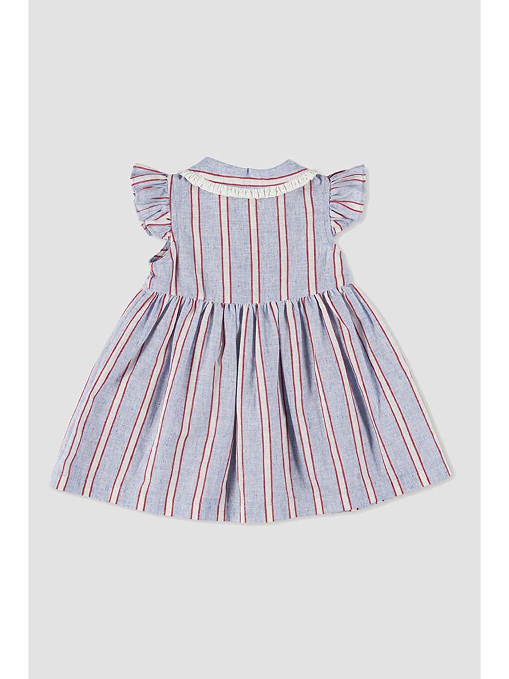 Kız Bebek Çizgi Desenli Mavi Elbise-1