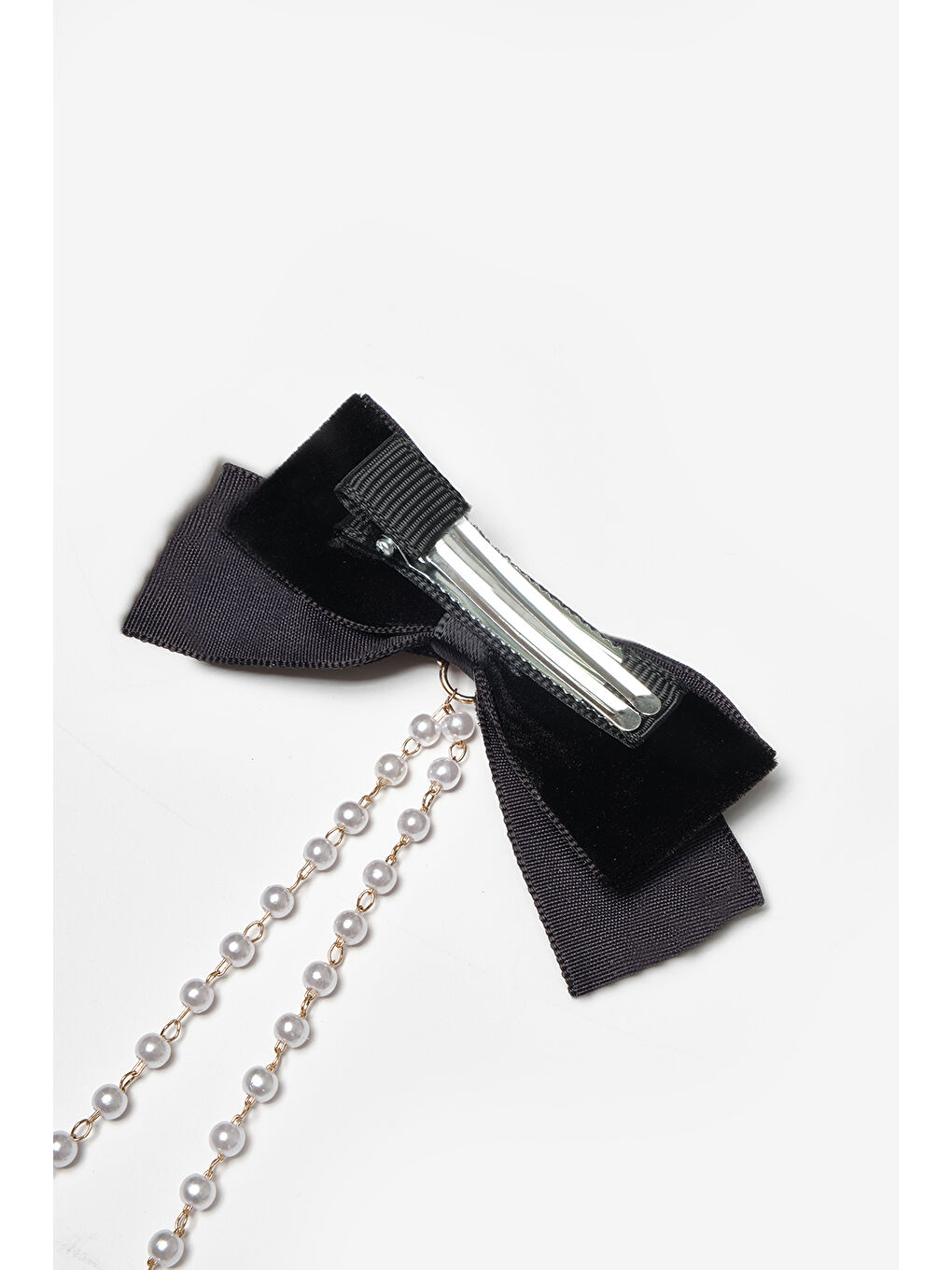 Siyah  Kadife İnci Detaylı İkili Kız Çocuk Klips Toka-2