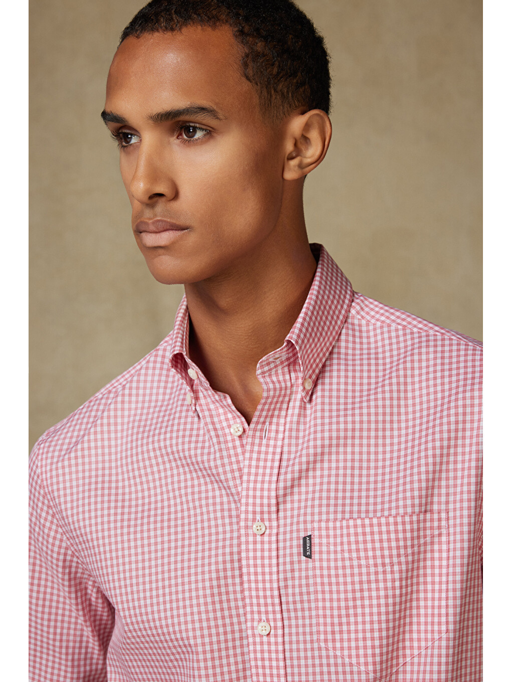 Aldo Poplin Pamuklu Comfort Fit Pembe Düğmeli Yaka Erkek Kareli Gömlek-3