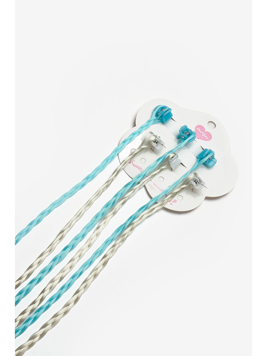 Mavi  Örgü Saçlı 6'lı Kız Çocuk Çıt Çıt Toka Set-1