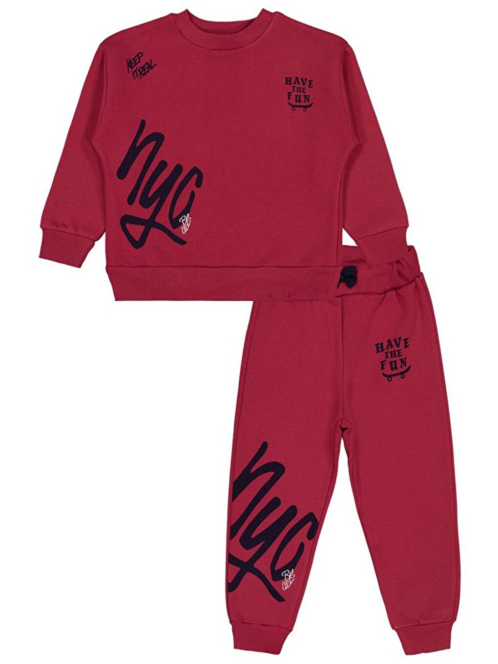 Bordo Boys Nyc Baskılı 6-9 Yaş Eşofman Takımı