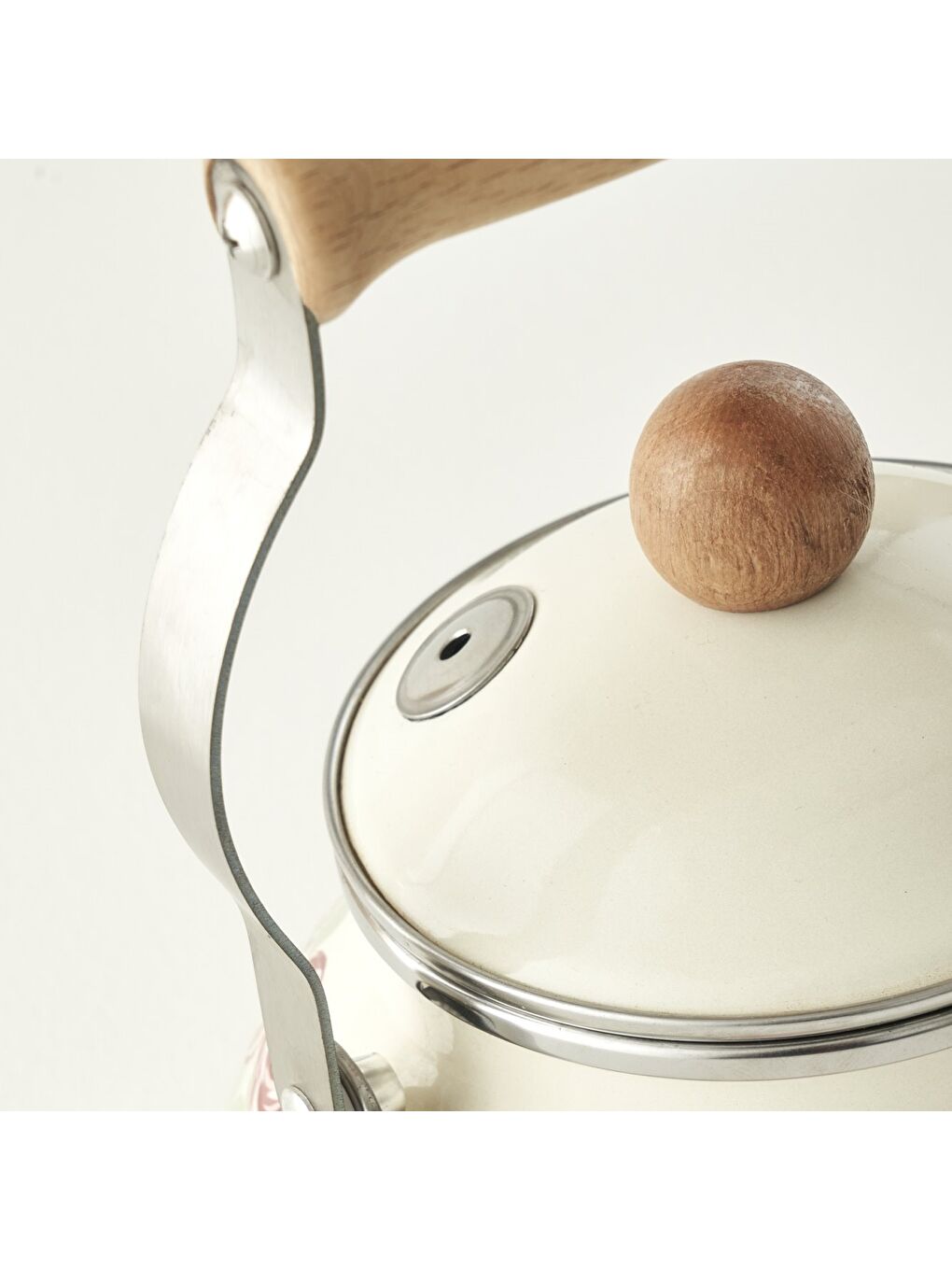 Ekru Rose Emaye Demlik Krem (2 lt)-1