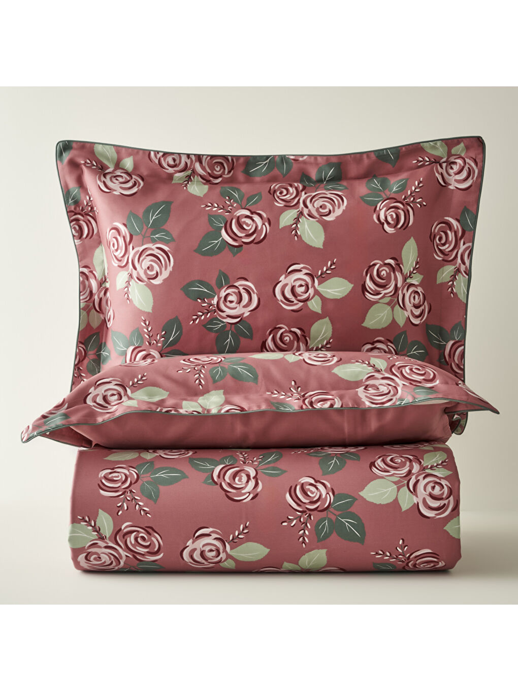 %100 Pamuk Saten Rose Çift Kişilik Nevresim Seti Mürdüm (200x220 cm)-3