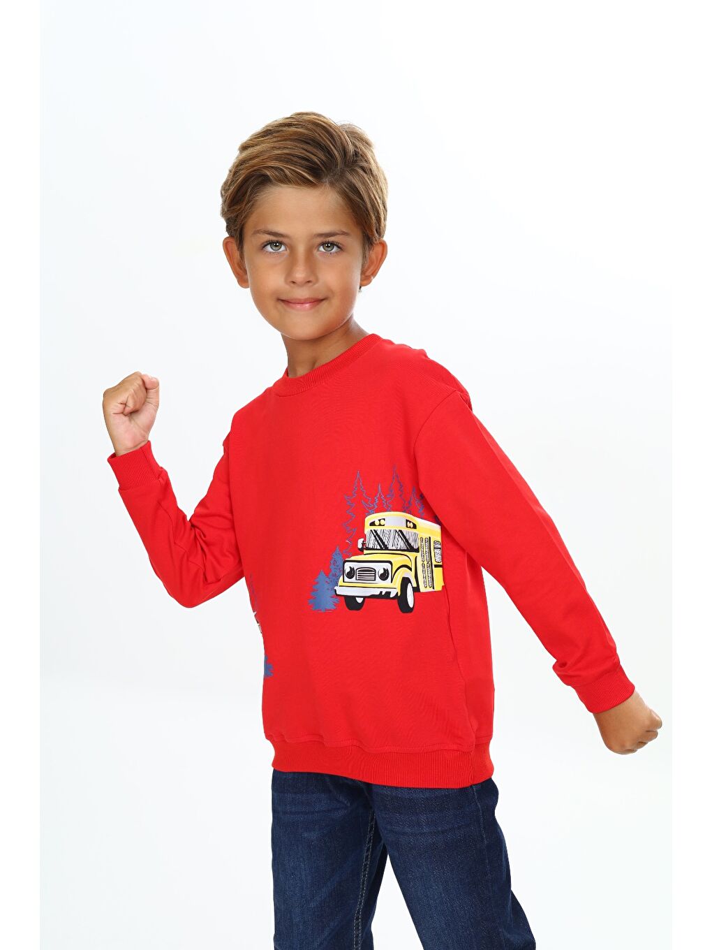 Kırmızı Erkek Çocuk Baskılı Sweatshirt-2