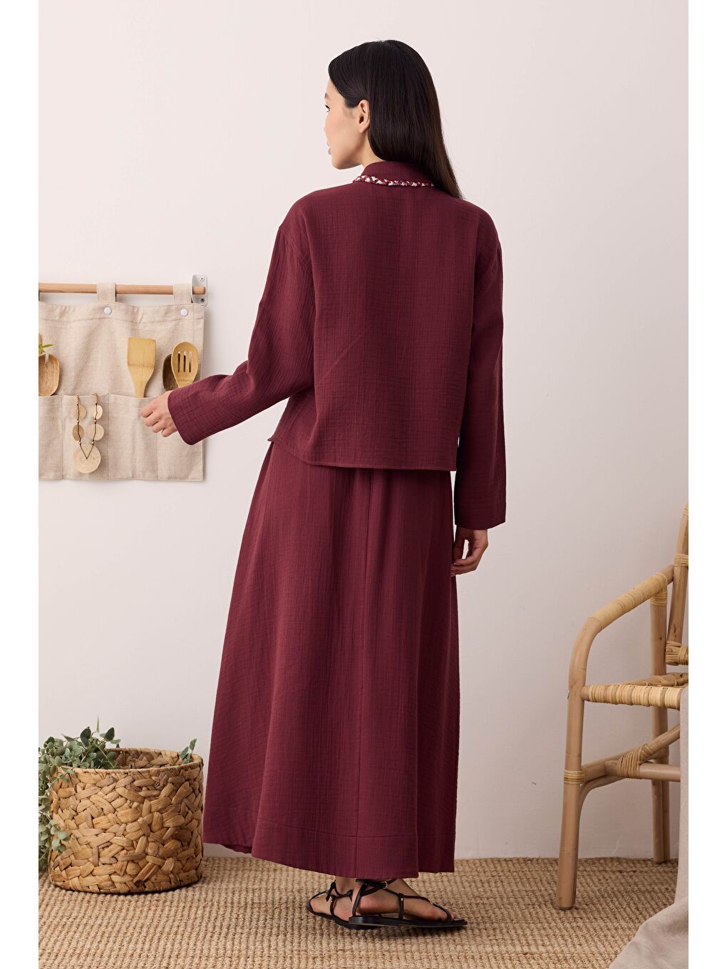 Müslin Etek Bordo-2