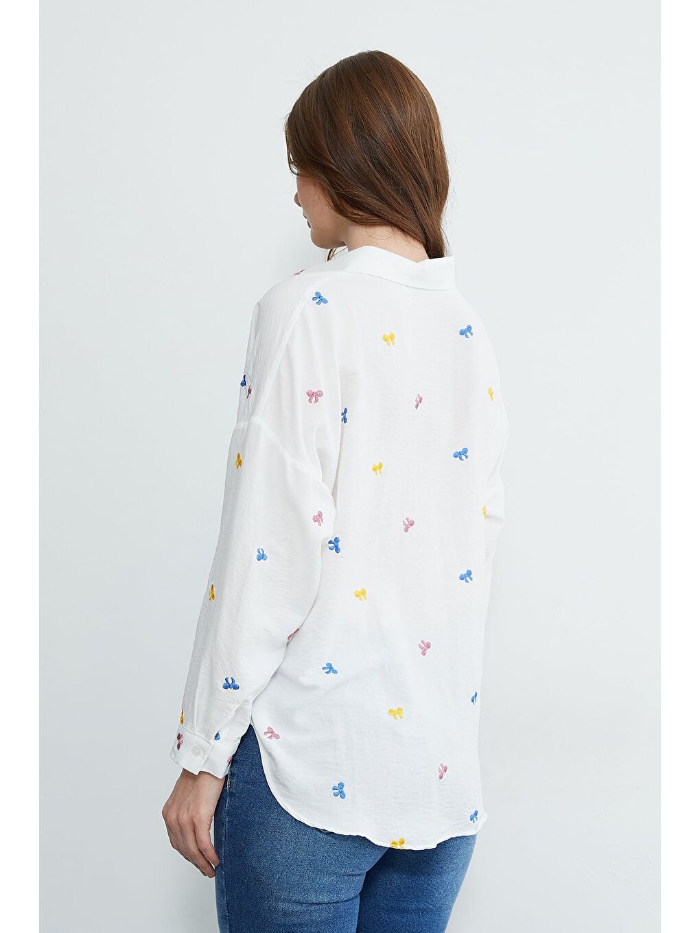 Mavi Önü Bağlamalı Yarasa Kol Bluz-1