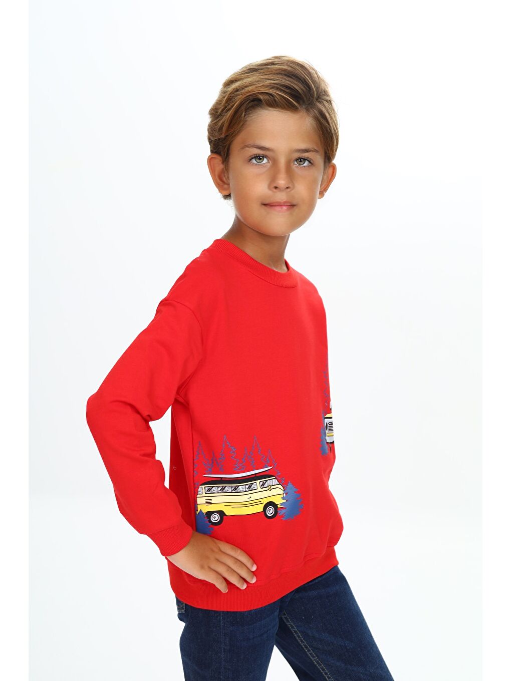 Kırmızı Erkek Çocuk Baskılı Sweatshirt-3