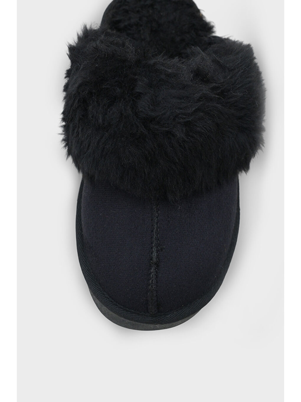 Siyah Florri Tüylü Burnu Kapalı Kadın Terlik-2