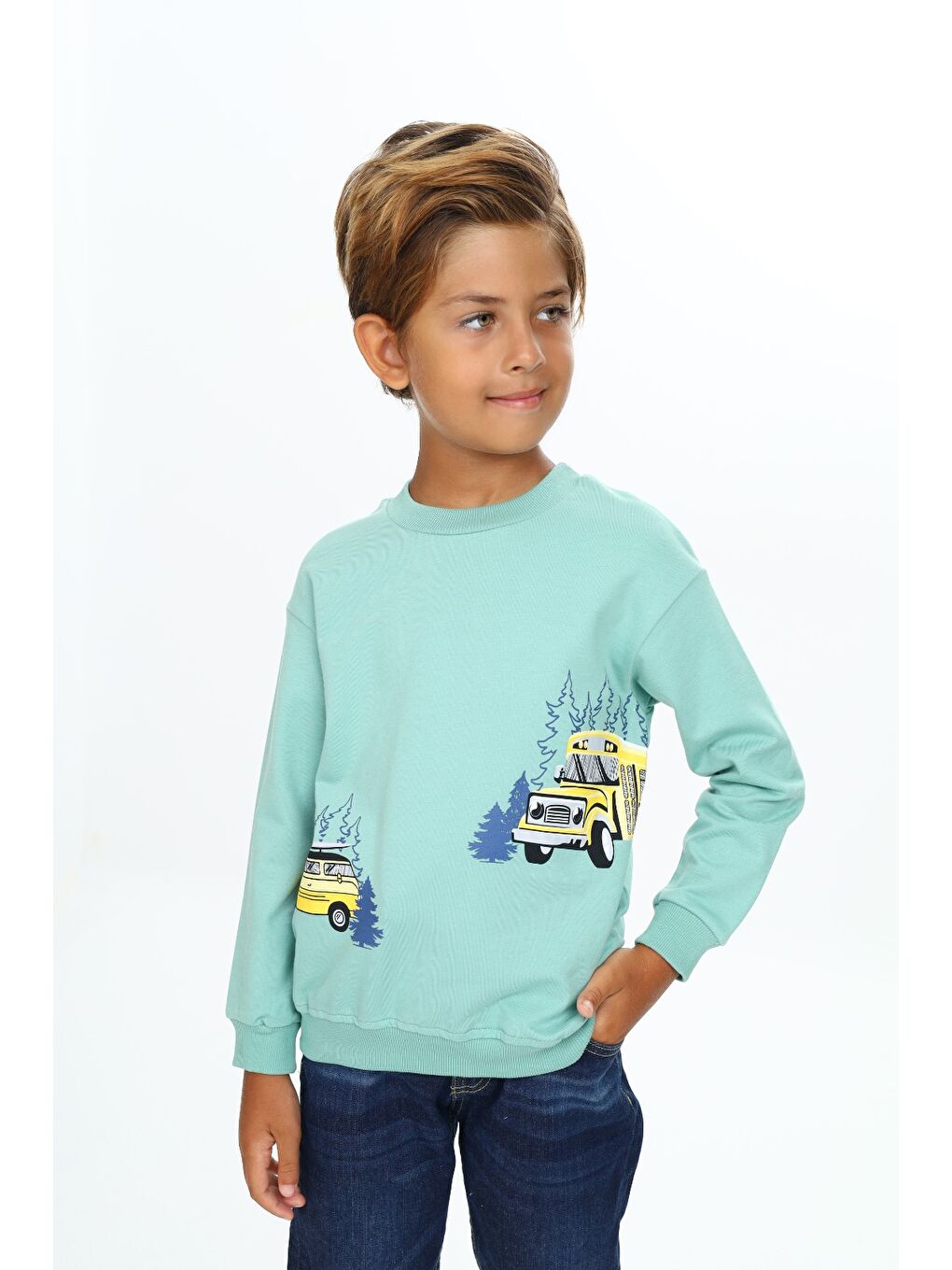 Gri Erkek Çocuk Baskılı Sweatshirt-2
