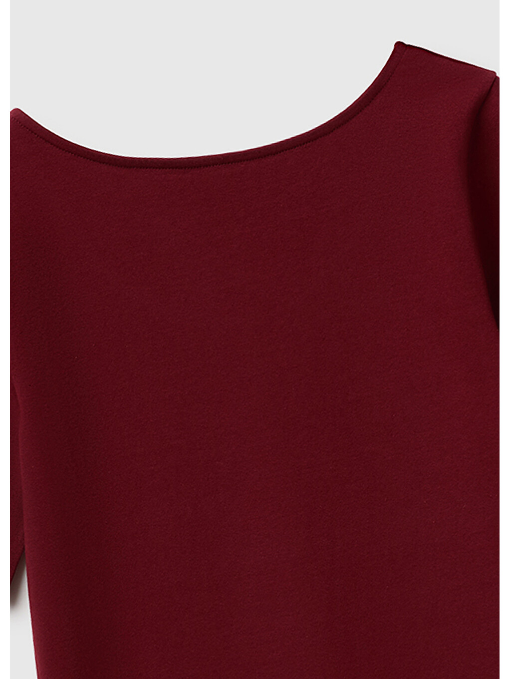 Kadın Mürdüm Pamuk Karışımlı Örme Slim Fit Geniş Yaka T-shirt-2