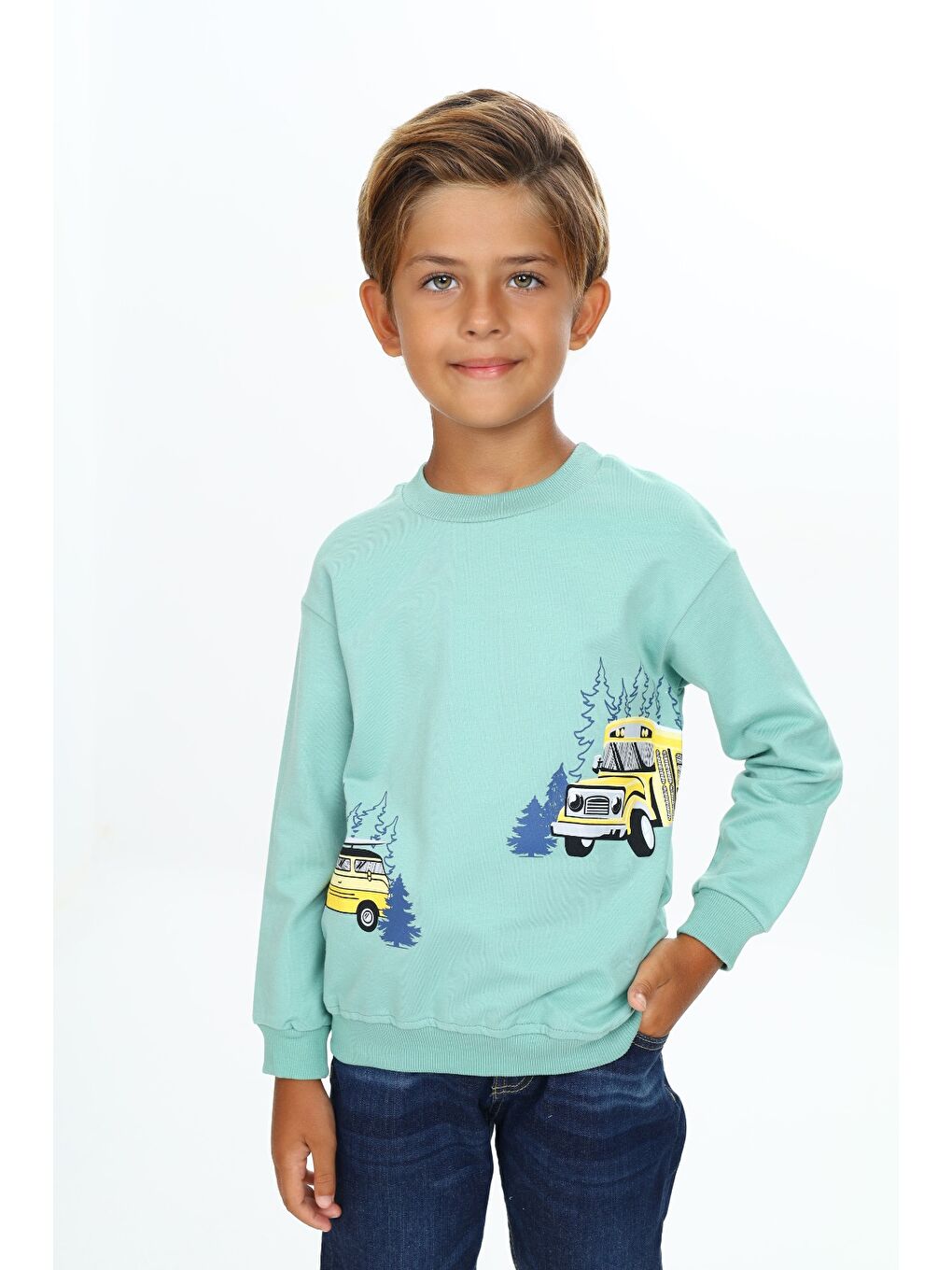 Gri Erkek Çocuk Baskılı Sweatshirt-3