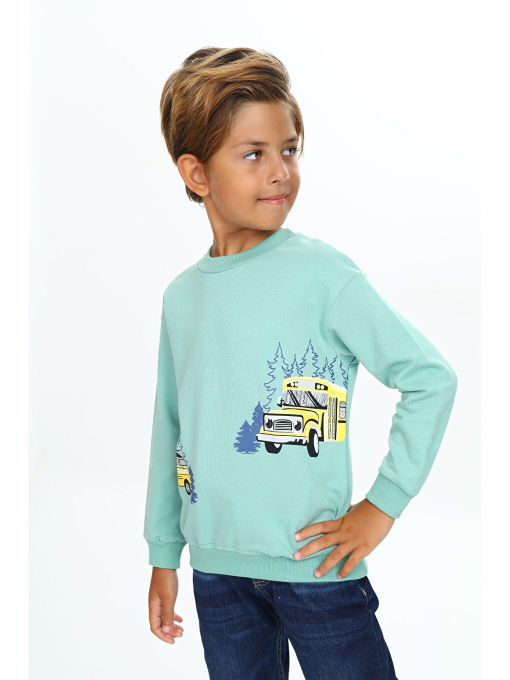 Gri Erkek Çocuk Baskılı Sweatshirt-4