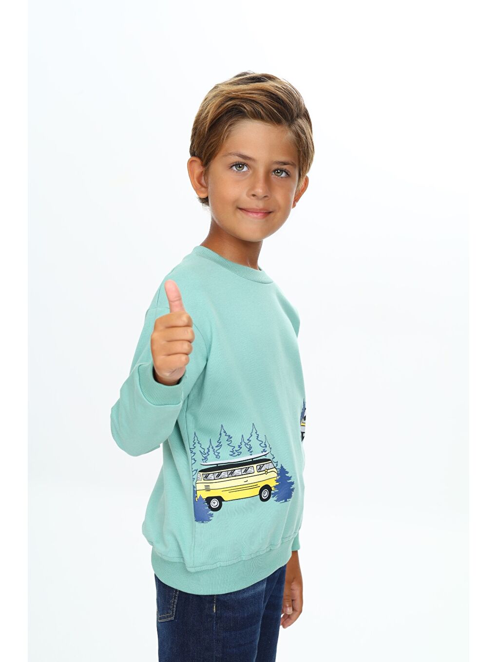 Gri Erkek Çocuk Baskılı Sweatshirt-5