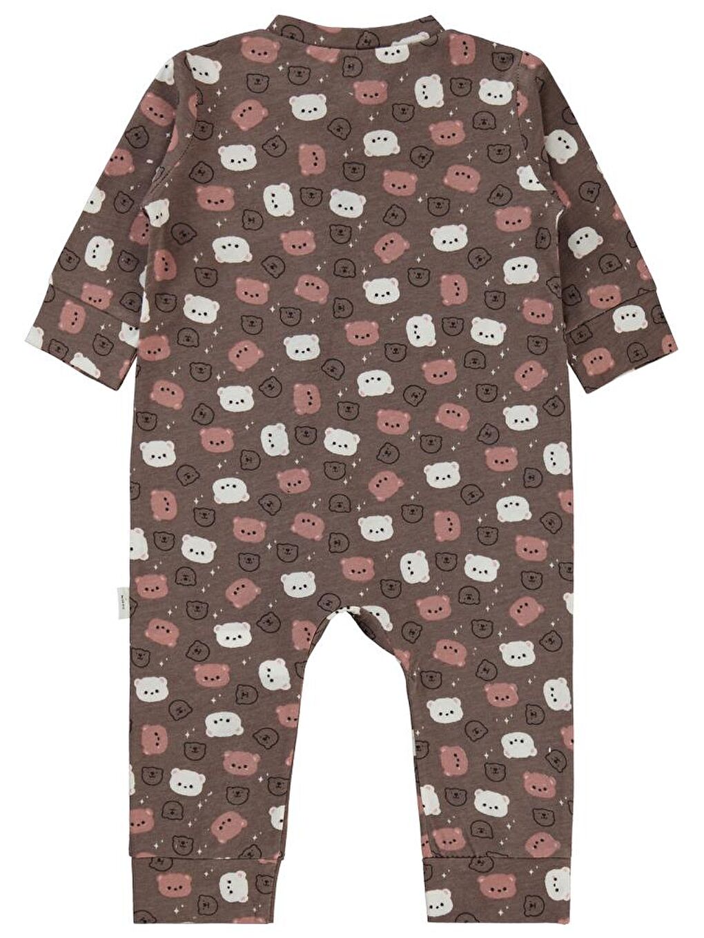 Kahverengi Baby Ayı Kafası Baskılı 3-18 Ay Tulum-1