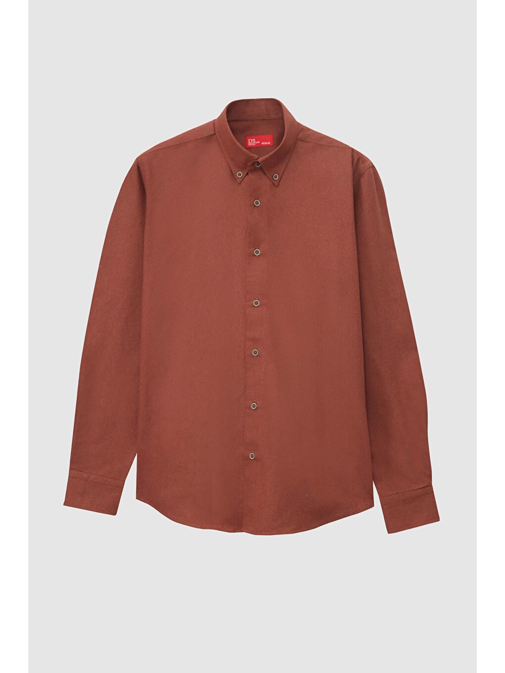 Regular Fit Kahverengi Düz Kışlık Flanel Gömlek-4
