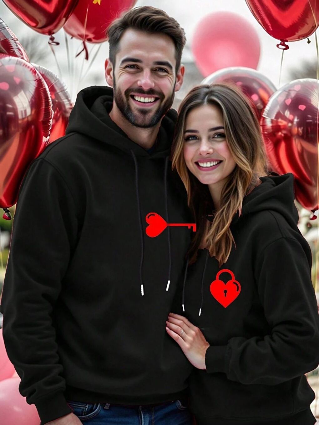 Siyah Love Key 2 li Sevgili Kombini Set