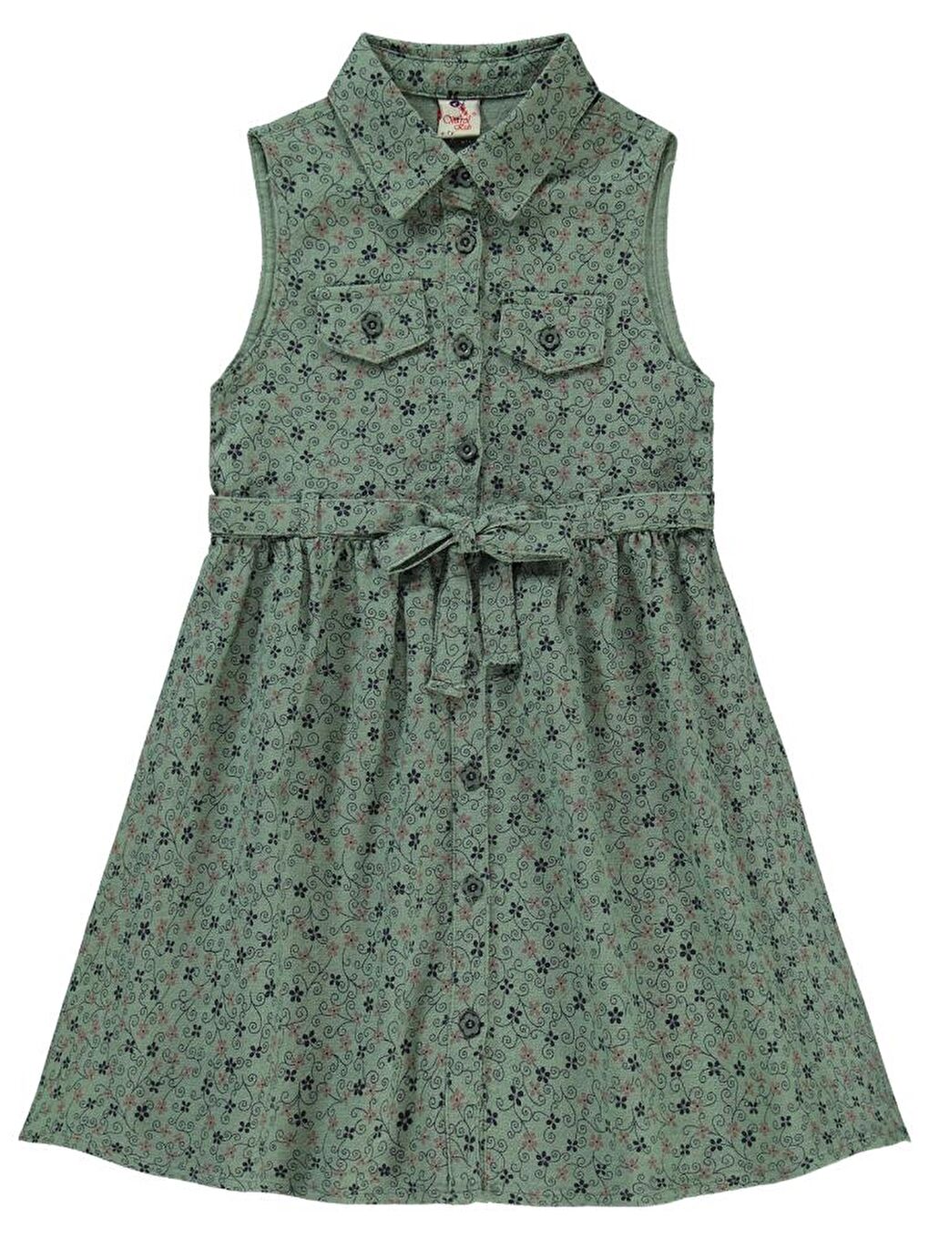Girls Karışık Desenli 6-9 Yaş Elbise - Yeşil 8-9 Yaş