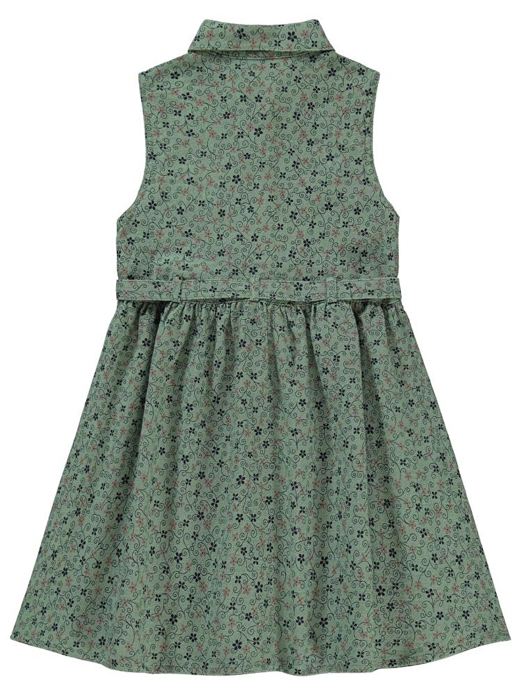 Girls Karışık Desenli 6-9 Yaş Elbise - Yeşil 8-9 Yaş-1