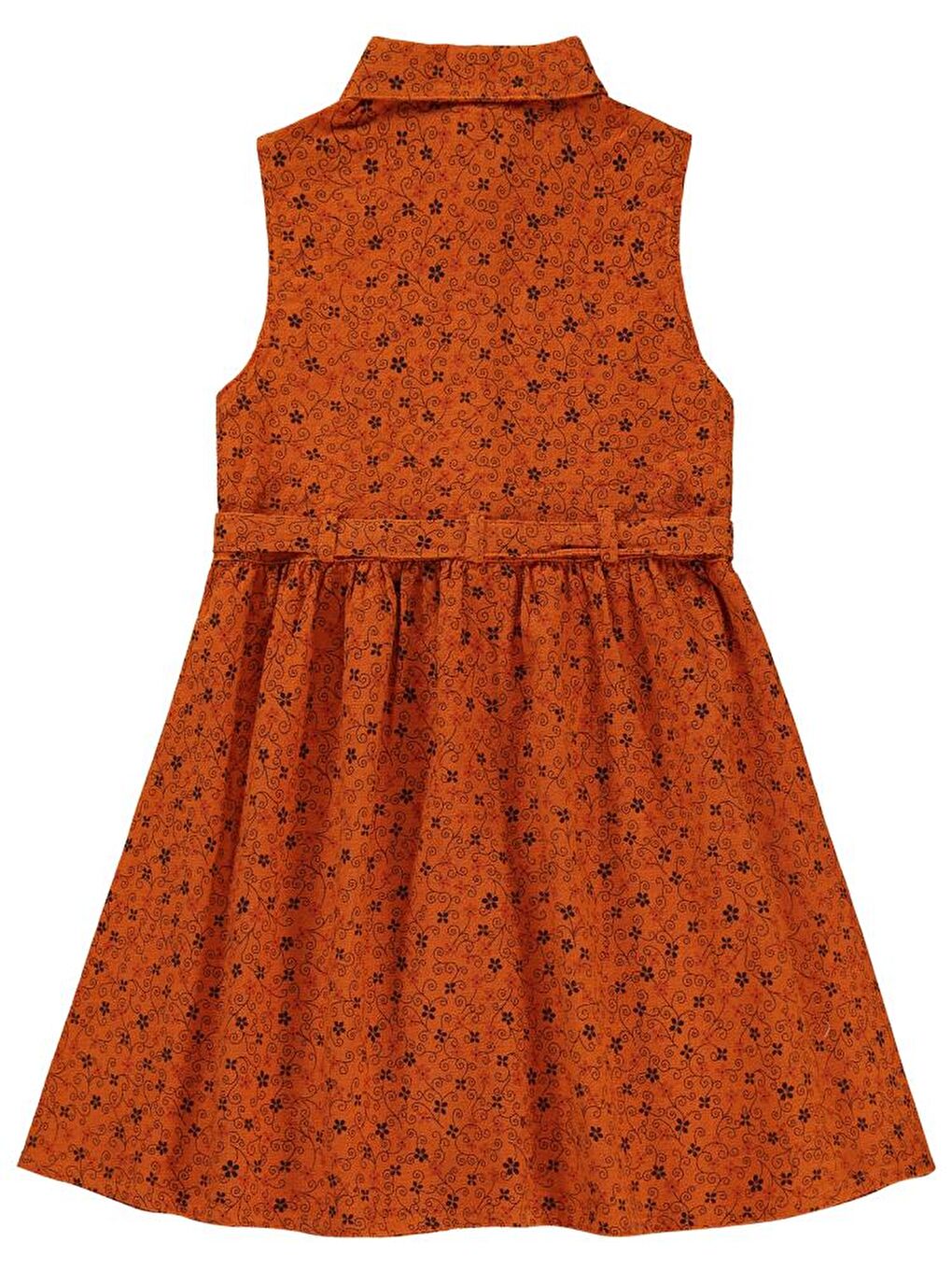 Girls Karışık Desenli 6-9 Yaş Elbise - Turuncu 8-9 Yaş-1
