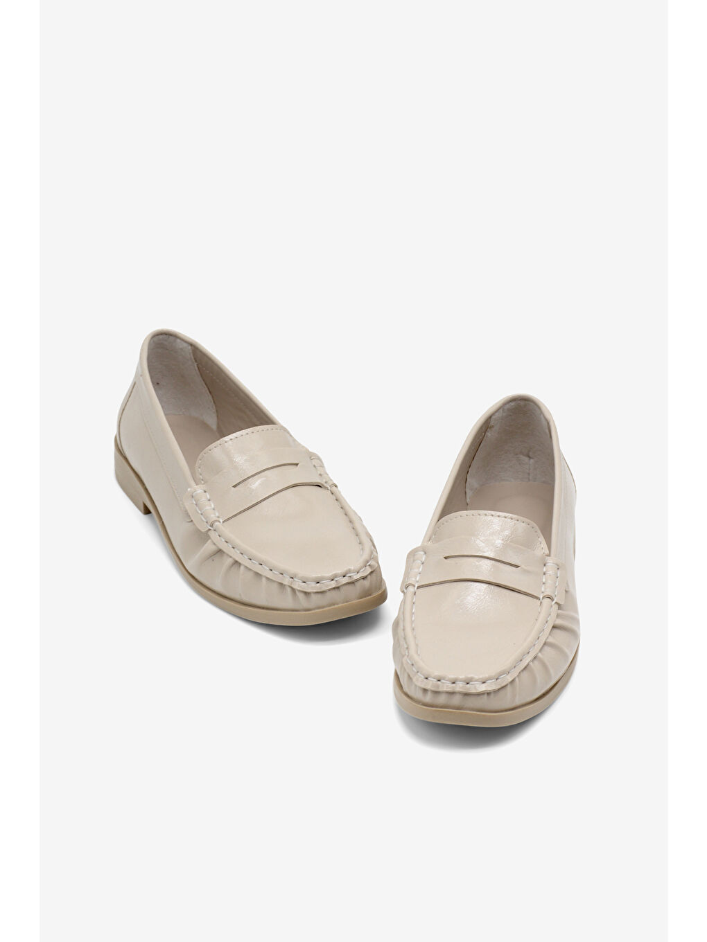 Kadın Bej Termo Kaymaz Taban Loafer Oxford Kadın Ayakkabı-4