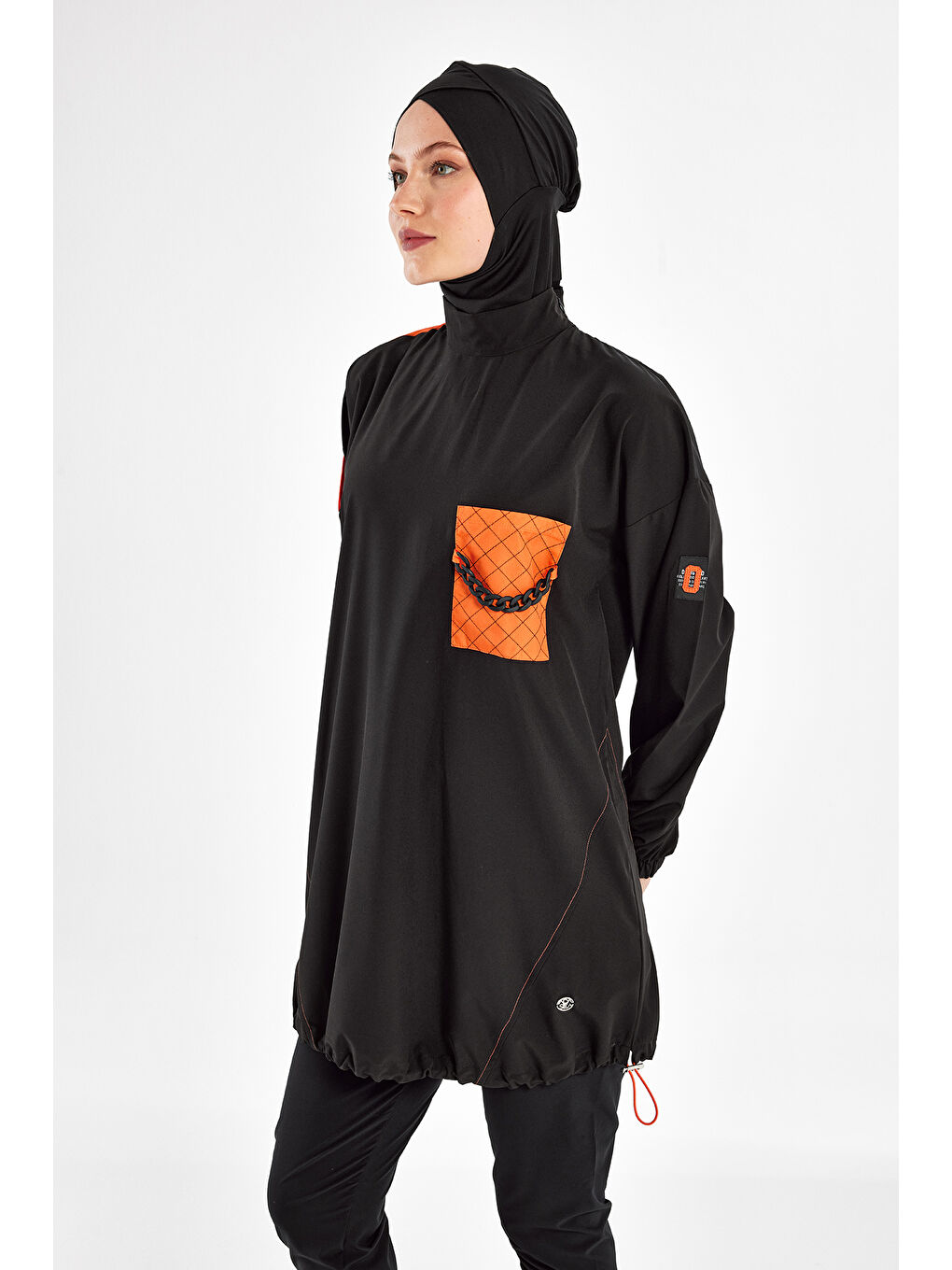 Spor Elastan Tam Kapalı Tesettür Mayo 1201 Siyah12-1