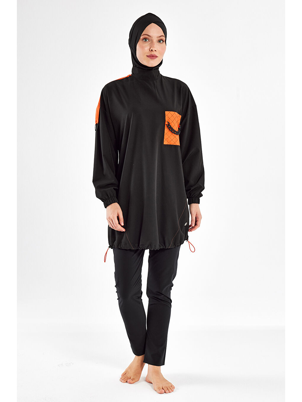 Spor Elastan Tam Kapalı Tesettür Mayo 1201 Siyah12-2