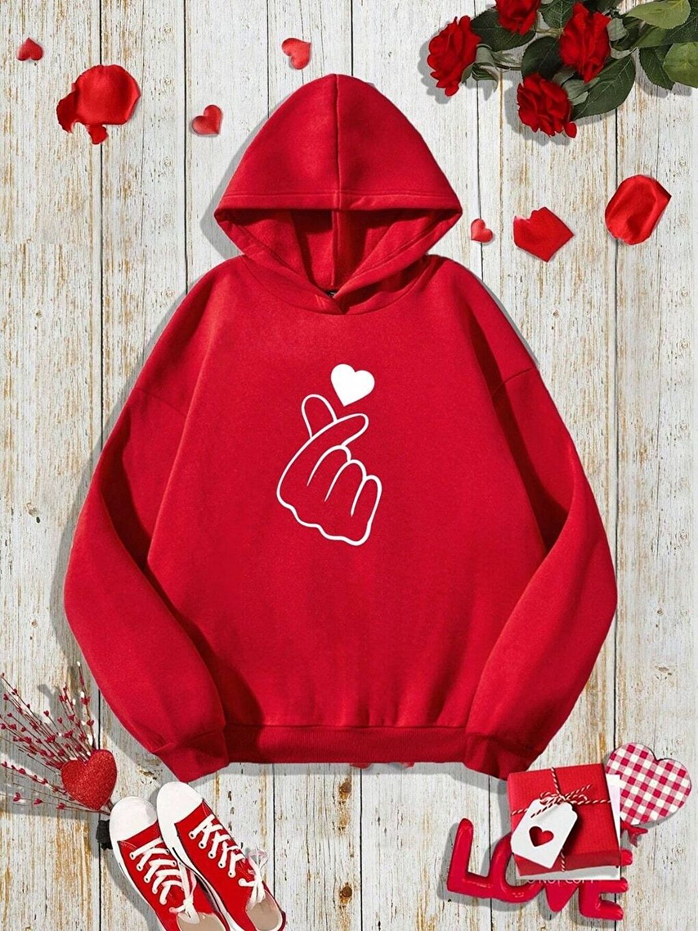 Trendseninle Kirmizi Love Love 2'li Sevgili Kombini Set - 2