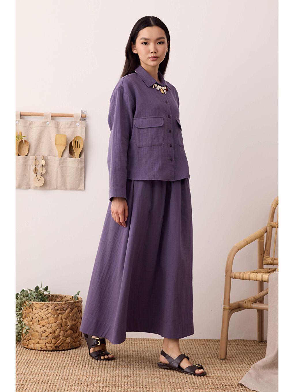 Mor Müslin Etek Menekşe