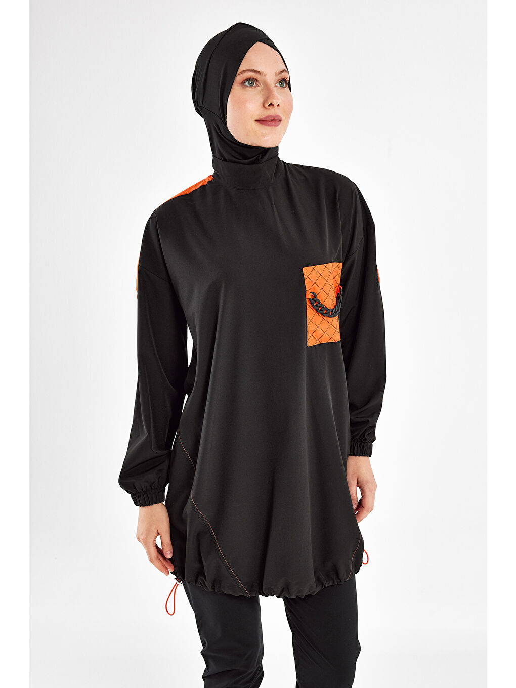 Spor Elastan Tam Kapalı Tesettür Mayo 1201 Siyah12-4