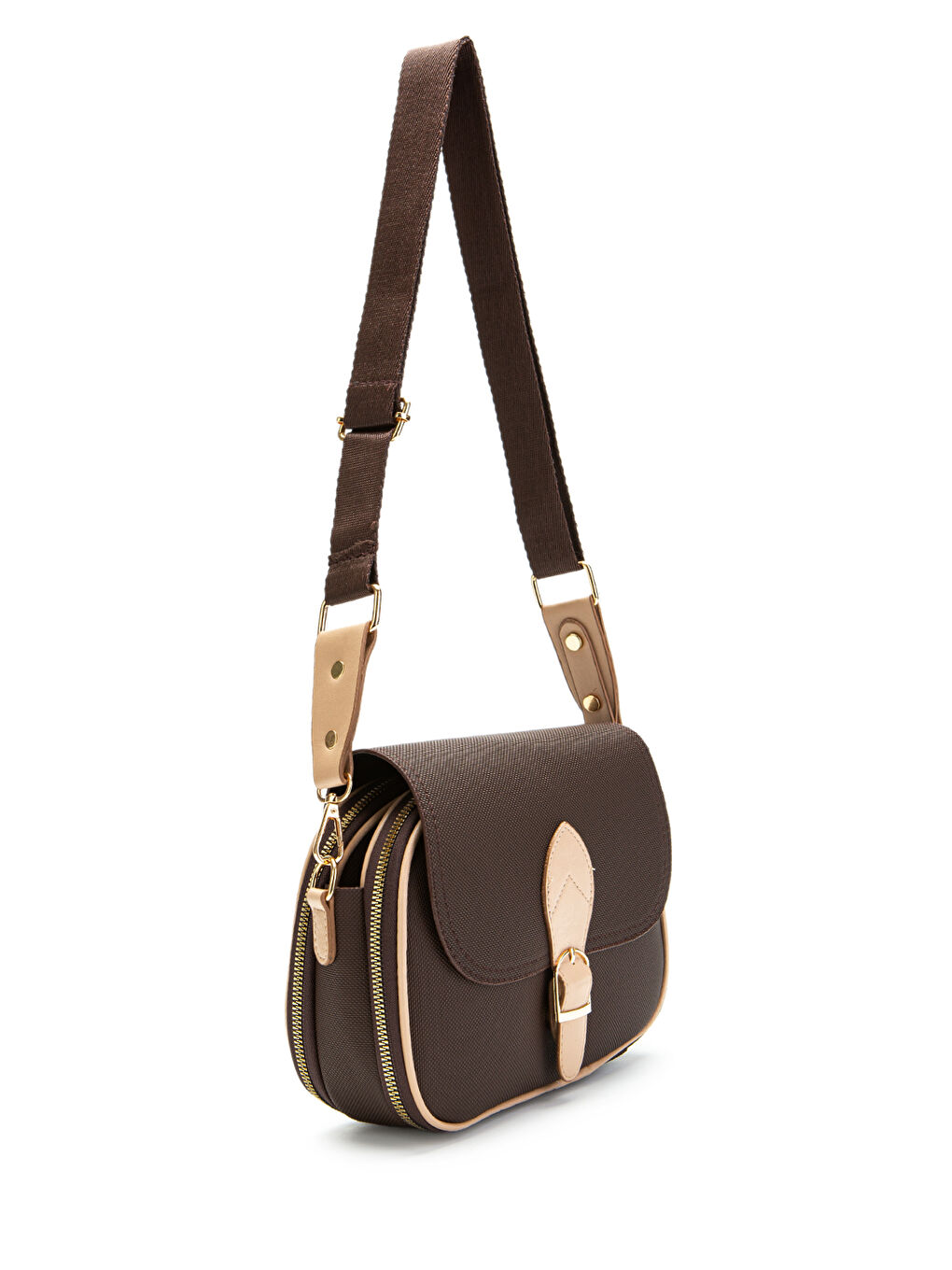 Çok Gözlü Suni Deri Kadın Çapraz Çanta Dave Kahverengi-1