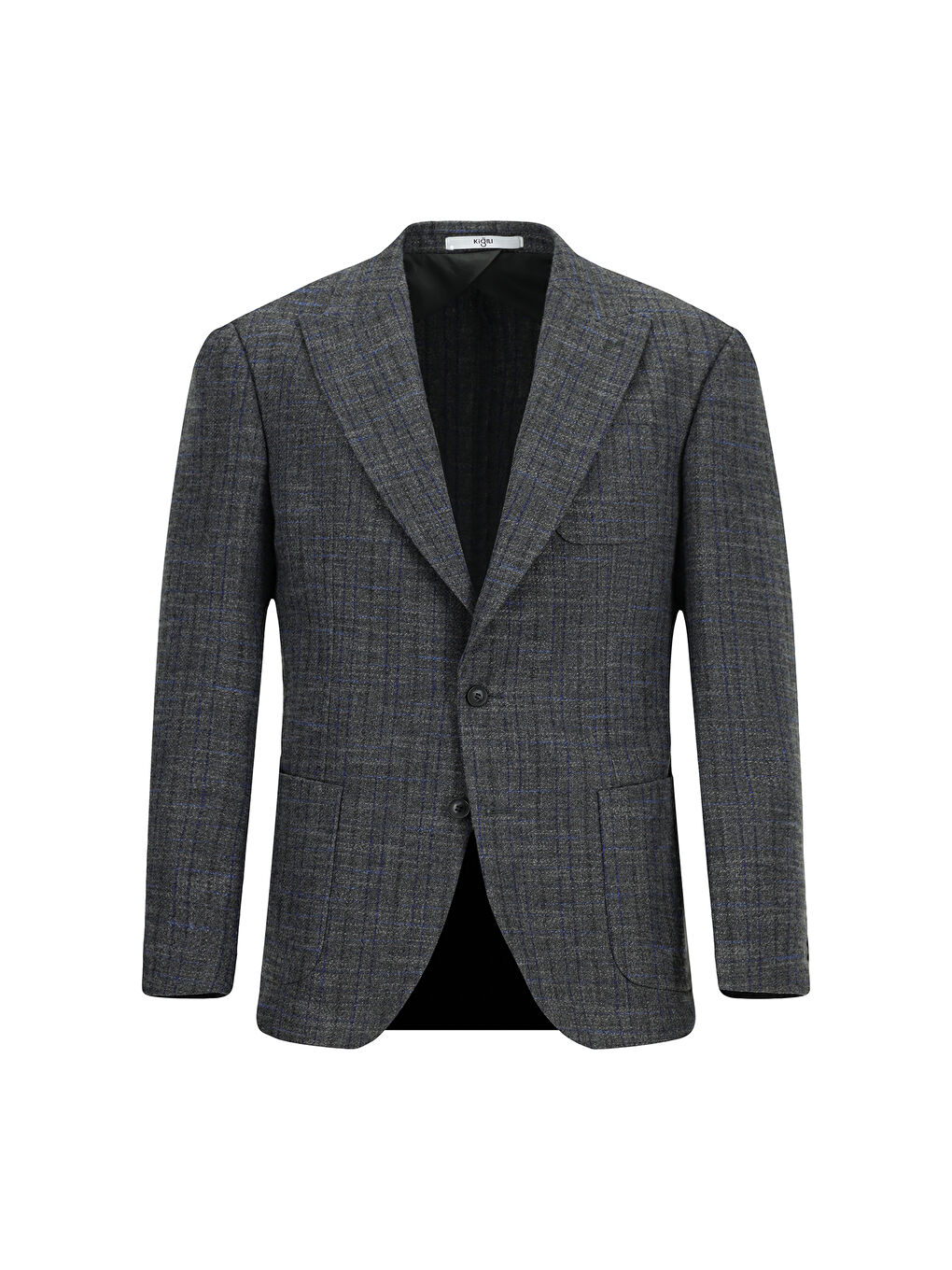 Antrasit Slim Fit Dar Kesim Ekose Yünlü Spor Ceket