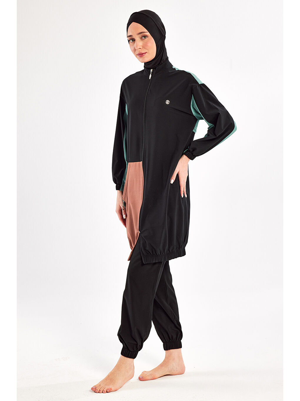 Spor Elastan Tam Kapalı Tesettür Mayo 1210 Siyah13-2