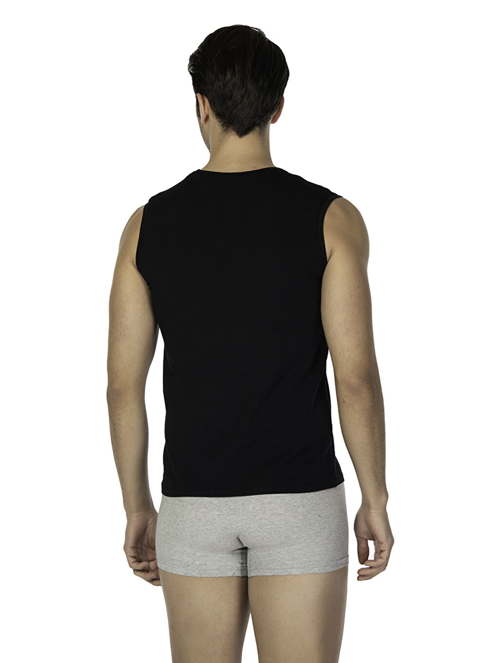 Siyah Trendy V Yaka 2li Atlet SİYAH-1