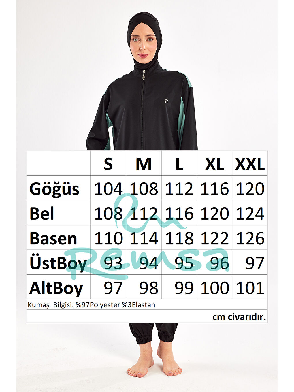 Spor Elastan Tam Kapalı Tesettür Mayo 1210 Siyah13-3