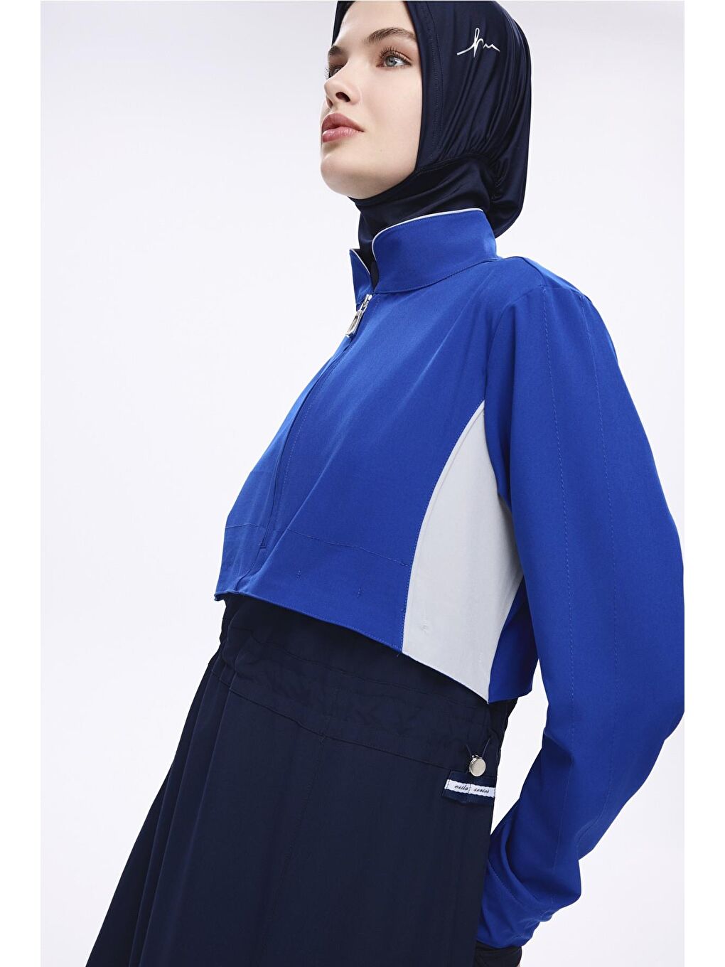 Saks Mavisi 5 Parça Jileli Tam Tesettür Mayo Takımı 5063-3