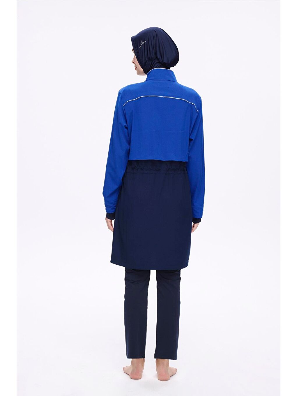 Saks Mavisi 5 Parça Jileli Tam Tesettür Mayo Takımı 5063-6