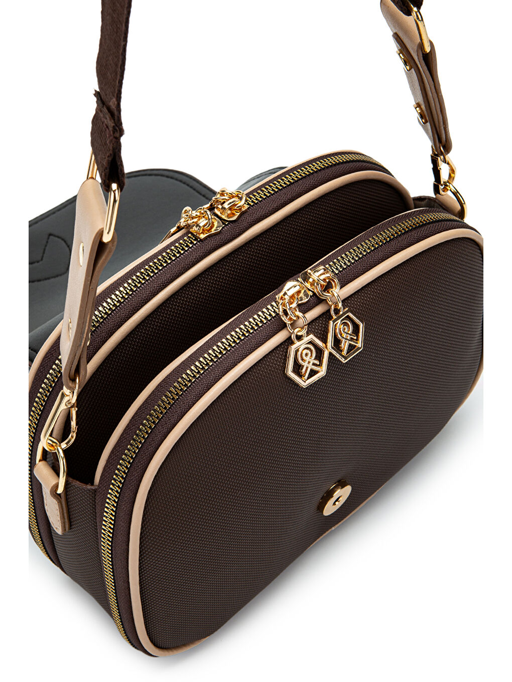 Çok Gözlü Suni Deri Kadın Çapraz Çanta Dave Kahverengi-3