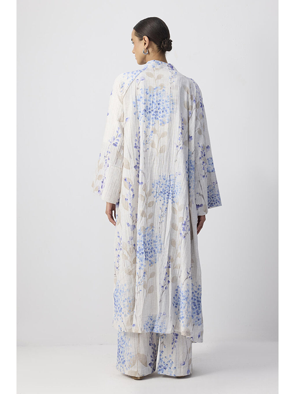 Mavi Desenli Kimono Pantolon Takım-3
