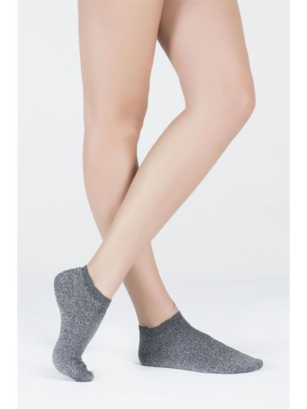 Kadın Shine Patik Çorap Antrasit-2