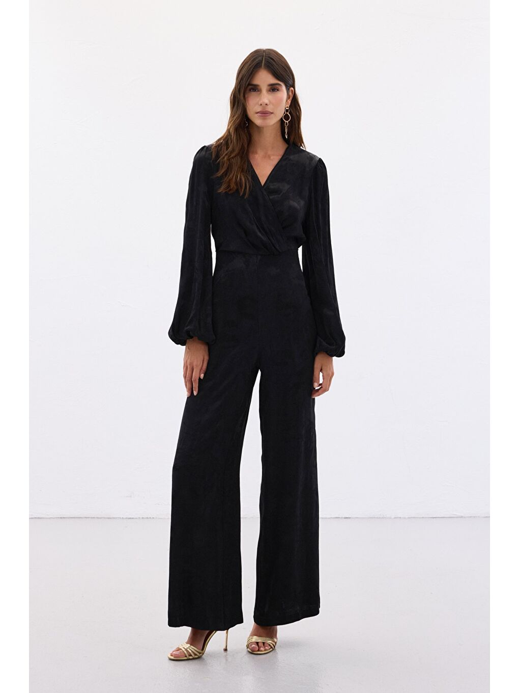 Desenli Kruvaze Tulum - Siyah