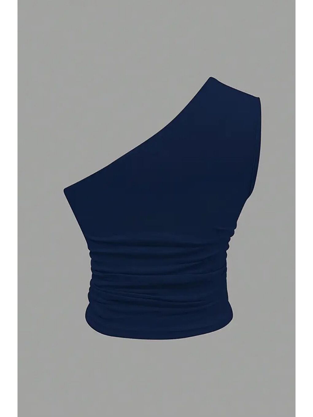 Kadın Lacivert Tek Omuzlu Basic Dar Kesim Slim Fit Bluz-3