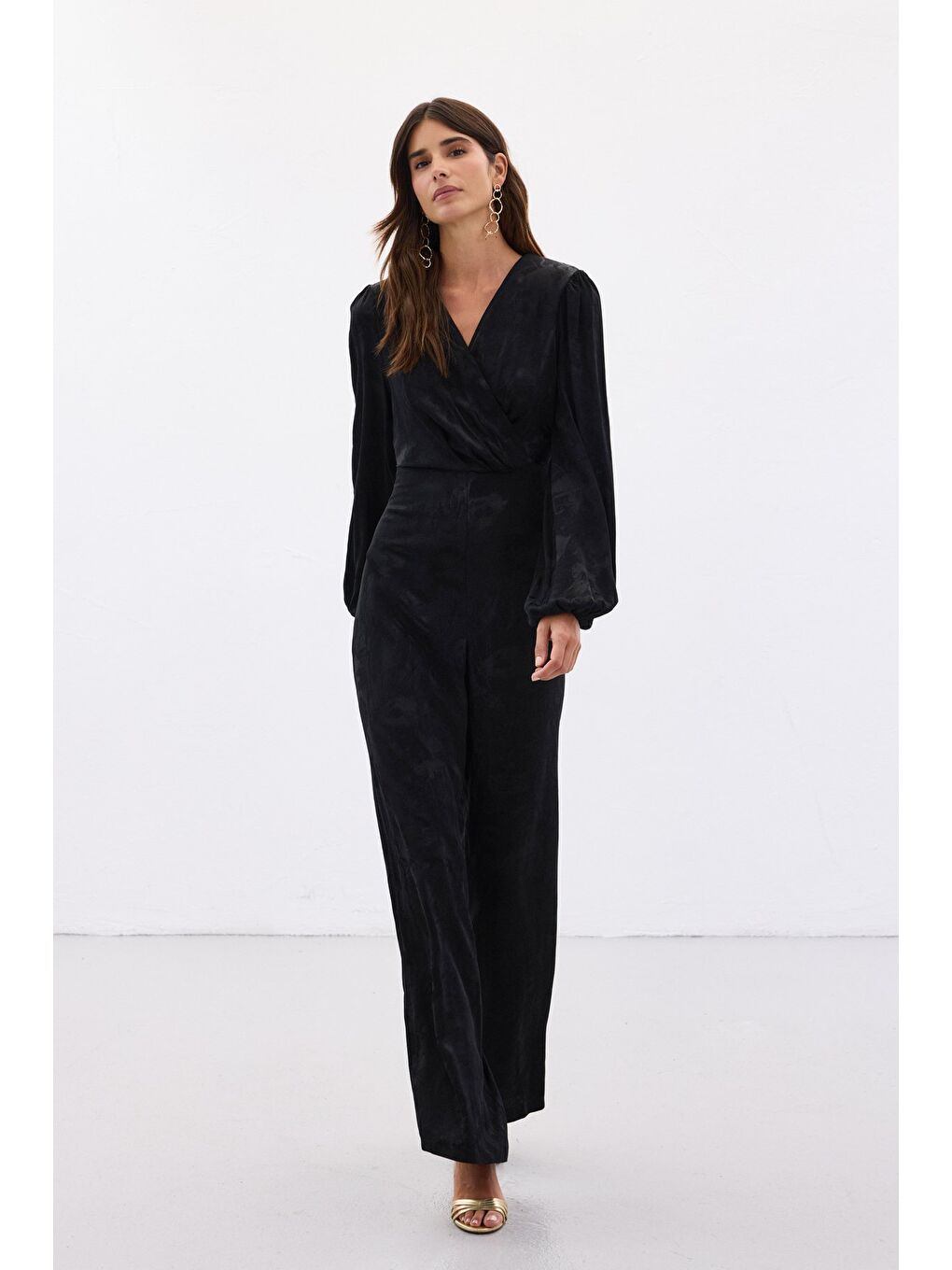 Desenli Kruvaze Tulum - Siyah-1