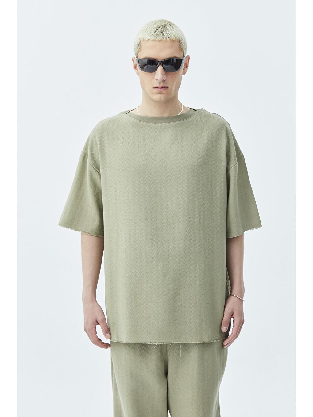 Basıc Oversize Keten Takım Haki-4