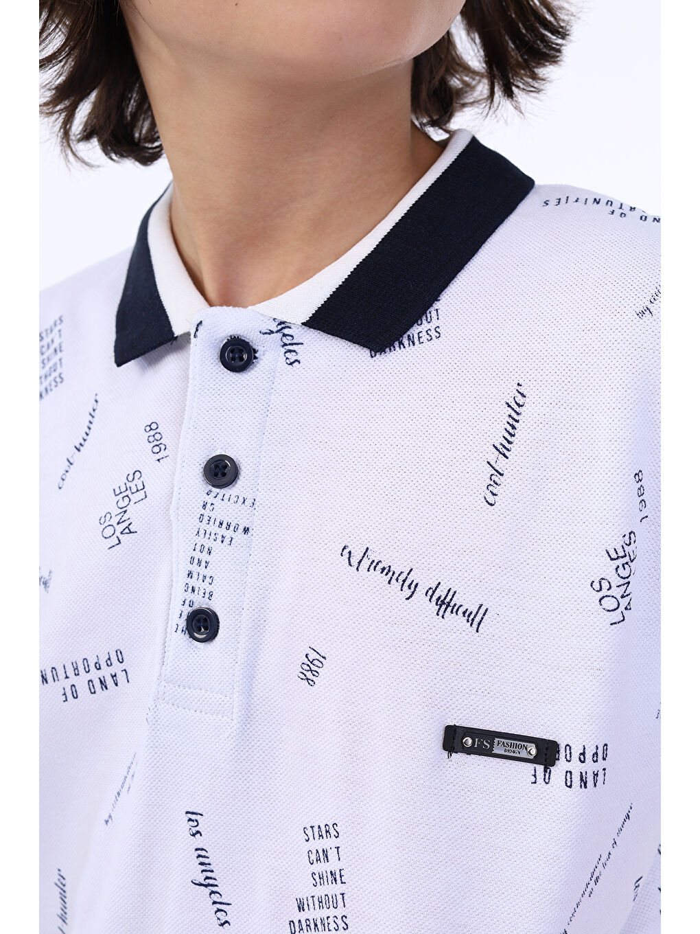 Beyaz Erkek Çocuk Komple Baskılı Tişört-1